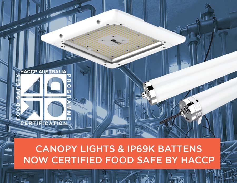 Canopy lights now food safe by HACCP